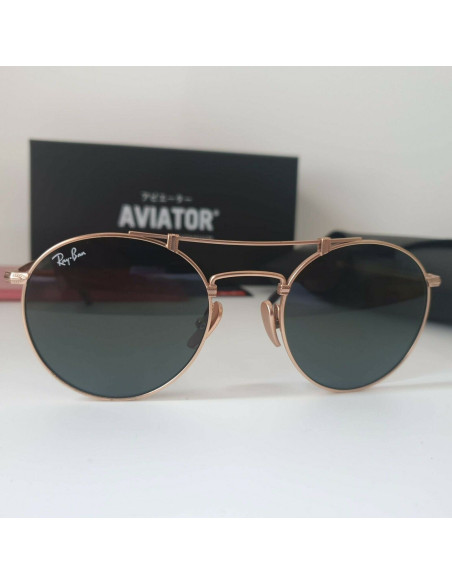Ray Ban RB8147 913658 Round Titanium Negro G-15 Dorado | Sunnies.uno