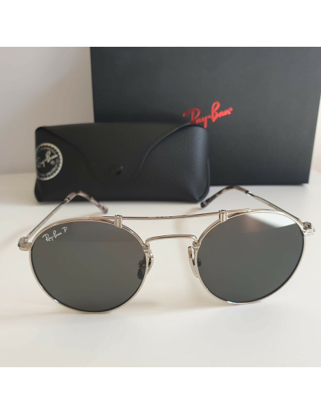 Ray Ban RB8147M 9165 Round Titanium Negro Polarizado Plata | Sunnie...