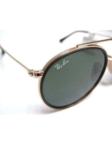 Ray Ban Rb3647n 001 Round Double Bridge Negro G-15 Dorado | Sunnies.uno