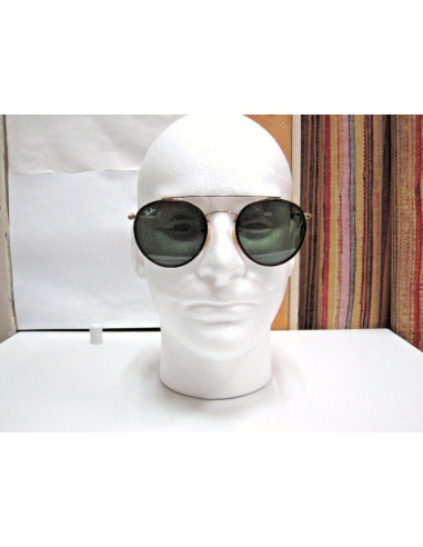Ray Ban Rb3647n 001 Round Double Bridge Negro G-15 Dorado | Sunnies.uno