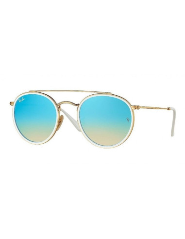 Ray Ban Rb3647n 001 Round Double Bridge Negro G-15 Dorado | Sunnies.uno