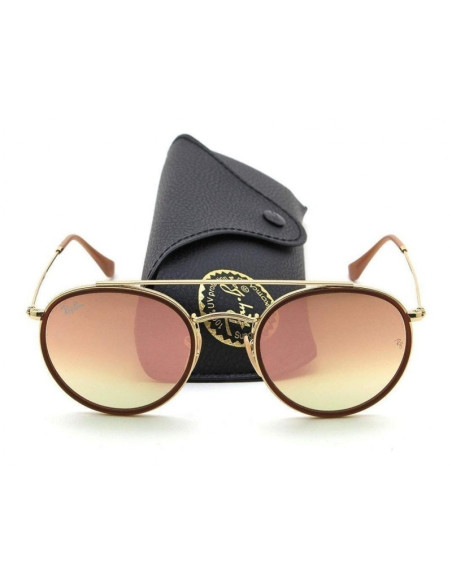 Ray Ban Rb3647n 001 Round Double Bridge Negro G-15 Dorado | Sunnies.uno