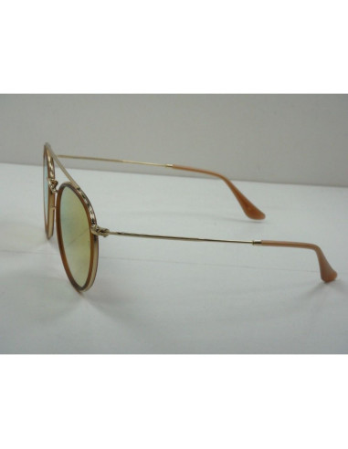 Ray Ban Rb3647n 001 Round Double Bridge Negro G-15 Dorado | Sunnies.uno