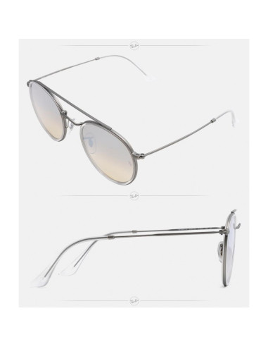 Ray Ban Rb3647n 001 Round Double Bridge Negro G-15 Dorado | Sunnies.uno