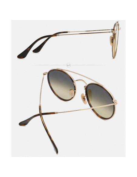 Ray Ban Rb3647n 001 Round Double Bridge Negro G-15 Dorado | Sunnies.uno