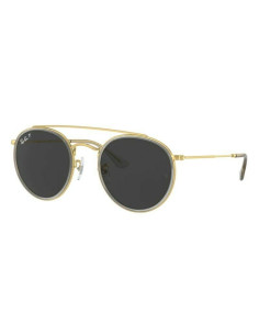 Ray Ban Rb3647n 9210/48 Round Double Bridge Negro Polarizado Dorado