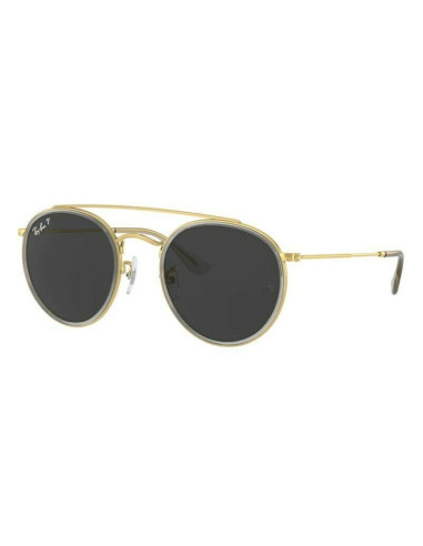 Ray Ban Rb3647n 9210/48 Round Double Bridge Negro Polarizado Dorado