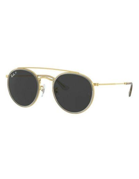 Ray Ban Rb3647n 9210/48 Round Double Bridge Negro Polarizado Dorado