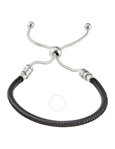 Brazalete Pandora Moments deslizante de cuero negro 597225CBK