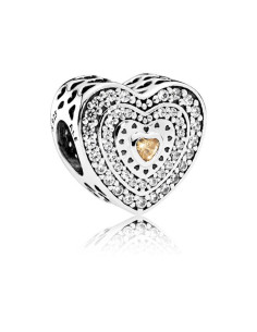 Charm Pandora Corazón en plata, circonita dorada 792081fcz