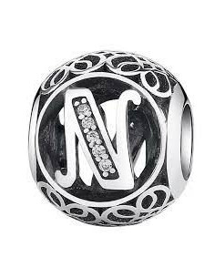 Charm Pandora Letra N Vintage 791858cz pa67