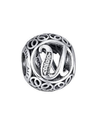 Charm Pandora Letra U Vintage 791865cz pa74