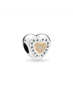 Charm Pandora en plata de ley y oro Corazón Logo 796233CZ pa86