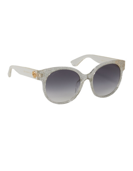 Gucci Gg0035s 007 Round Shape Transparente Brillante Gris degradado...