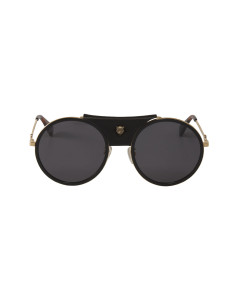 Gucci Gg0061s 016 Round Double Bridge Negro Dorado Piel Clasico | Sunnies.uno 2
