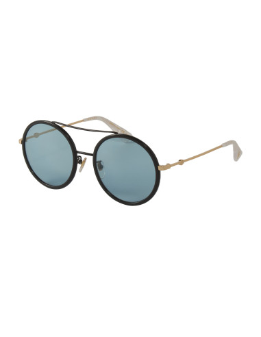 Gucci Gg0061s 021 Round Double Bridge Negro Verde transparente | Sunni...