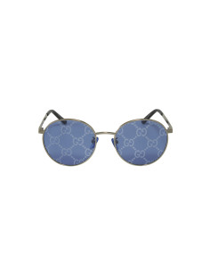 Gucci Gg0944Sa 004 Round Metal Plateado Azul Logo Espejo | Sunnies.uno 2