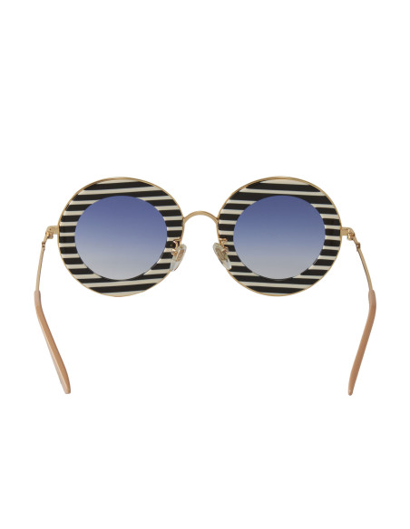 Gucci Gg0113s 008 Round Band Negro Blanco Azul degradado | Sunnies.uno