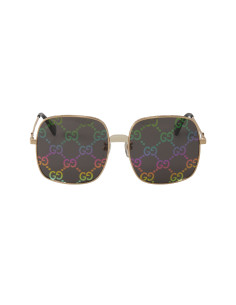Gucci Gg0414S 003 Square Metal Espejo Negro Dorado | Sunnies.uno 2