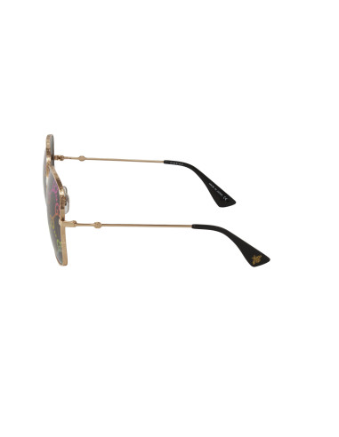 Gucci Gg0414S 003 Square Metal Espejo Negro Dorado | Sunnies.uno