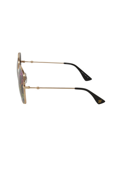 Gucci Gg0414S 003 Square Metal Espejo Negro Dorado | Sunnies.uno