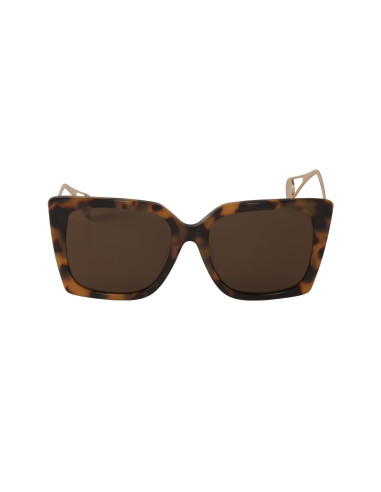 Gucci GG0435S 003 Square Shape Tortoise Gold Silver