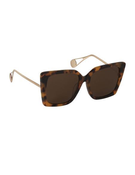 Gucci GG0435S 003 Square Shape Tortoise Gold Silver