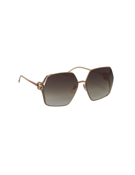 Gucci GG0855SK 005 Square Shape Negro Dorado Original