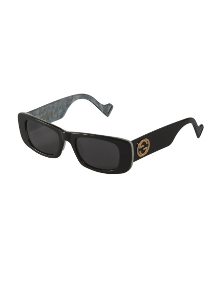 Gucci Gg0516S 001 Rectangle Shape Negro Gris Clasico Original | Sunnies.uno