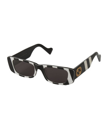 Gucci Gg0516S 011 Rectangle Shape Negro Blanco Zebra Original | Sunnies.uno