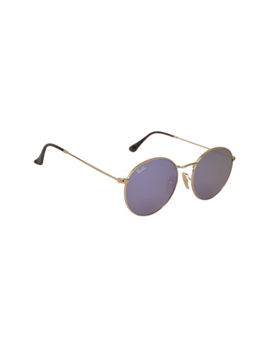 Ray Ban Rb3447N 001/8o Round Metal Flat Lila Espejo Dorado | Sunnie...