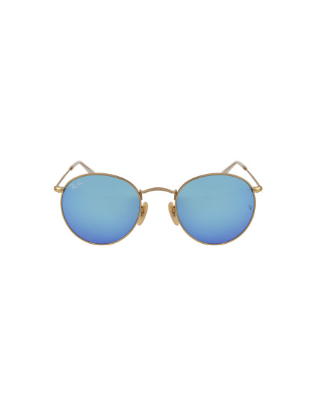 Ray Ban Rb3447 112/17 Round Metal Azul Espejo Dorado Icon | Sunnies...