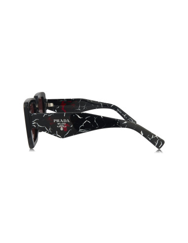 Prada SPR 23YS 1AB-06Q Square Shape Black Red