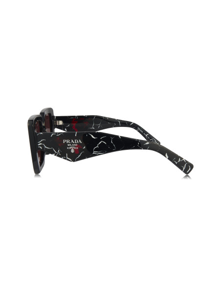 Prada SPR 23YS 1AB-06Q Square Shape Black Red