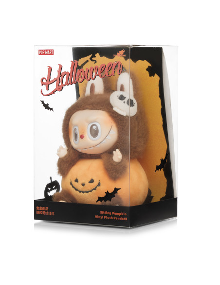 Pop Mart Labubu Halloween Sitting Pumpkin Vinyl Plush Pendant